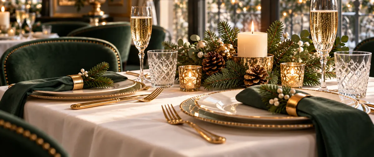 昼の光が入るクリスマスランチのテーブル